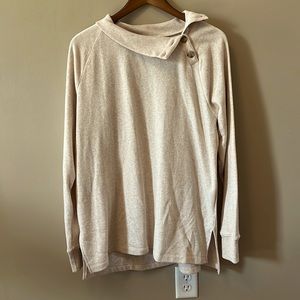 J. Crew Oatmeal Buttoned-Shoulder Pullover Sweater